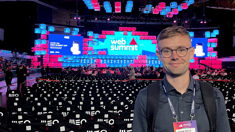 Jacob Qvist with Web Summit sign in background